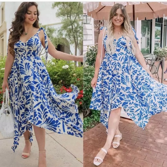 Botanical Tie Strap Dress ALEXIS size 3X blue - Picture 4 of 16